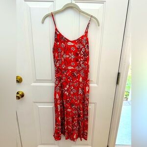 Old Navy Floral Orange Spaghetti Strap Midi Length Dress